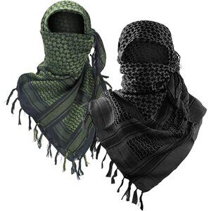 ⚡Men Black and Black-Green 100% Cotton Military Shemagh Keffiyeh Scarf Wrap